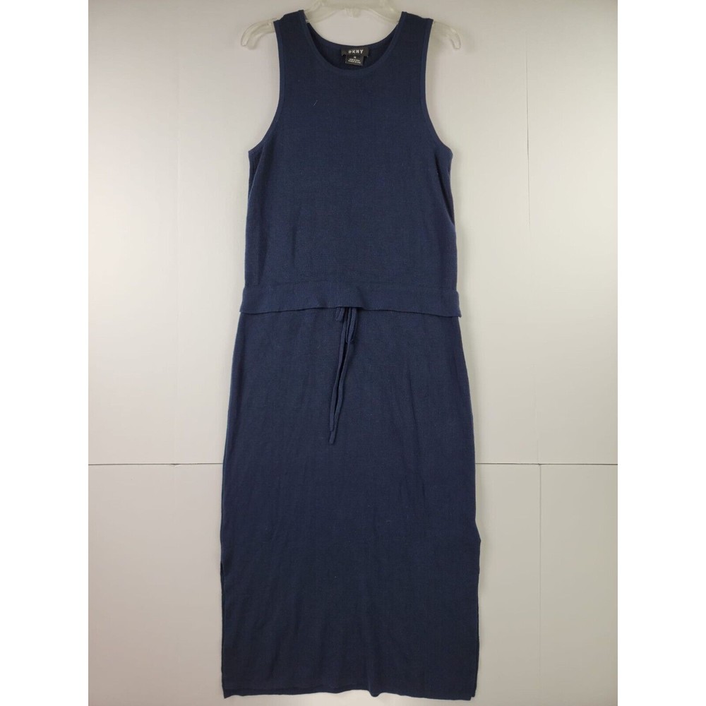 DKNY women size XS sleeveeless navy blue blouson dress
